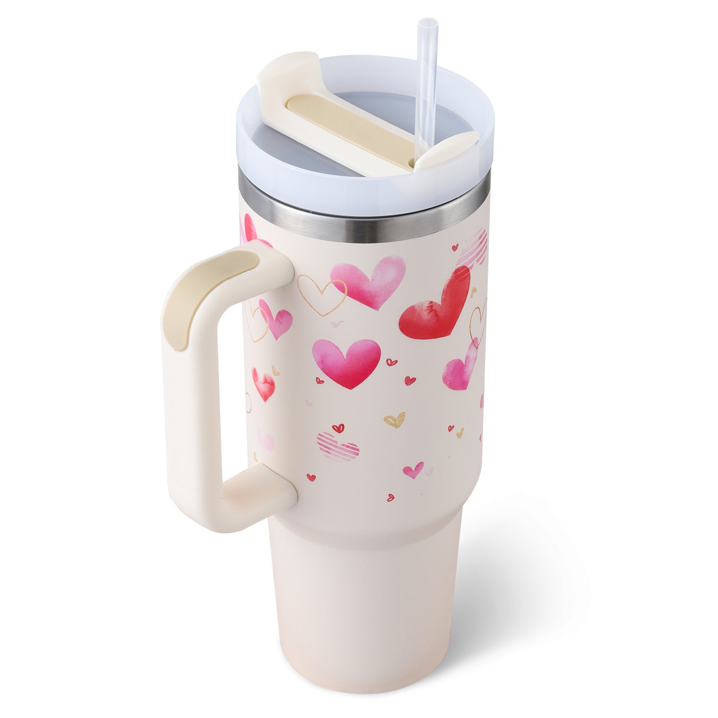 Insulated Tumbler with Handle, Straw & Lid - Chic Market Collection 