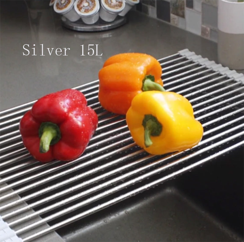 Foldable Stainless Steel Sink Drain Rack - Chic Market Collection 