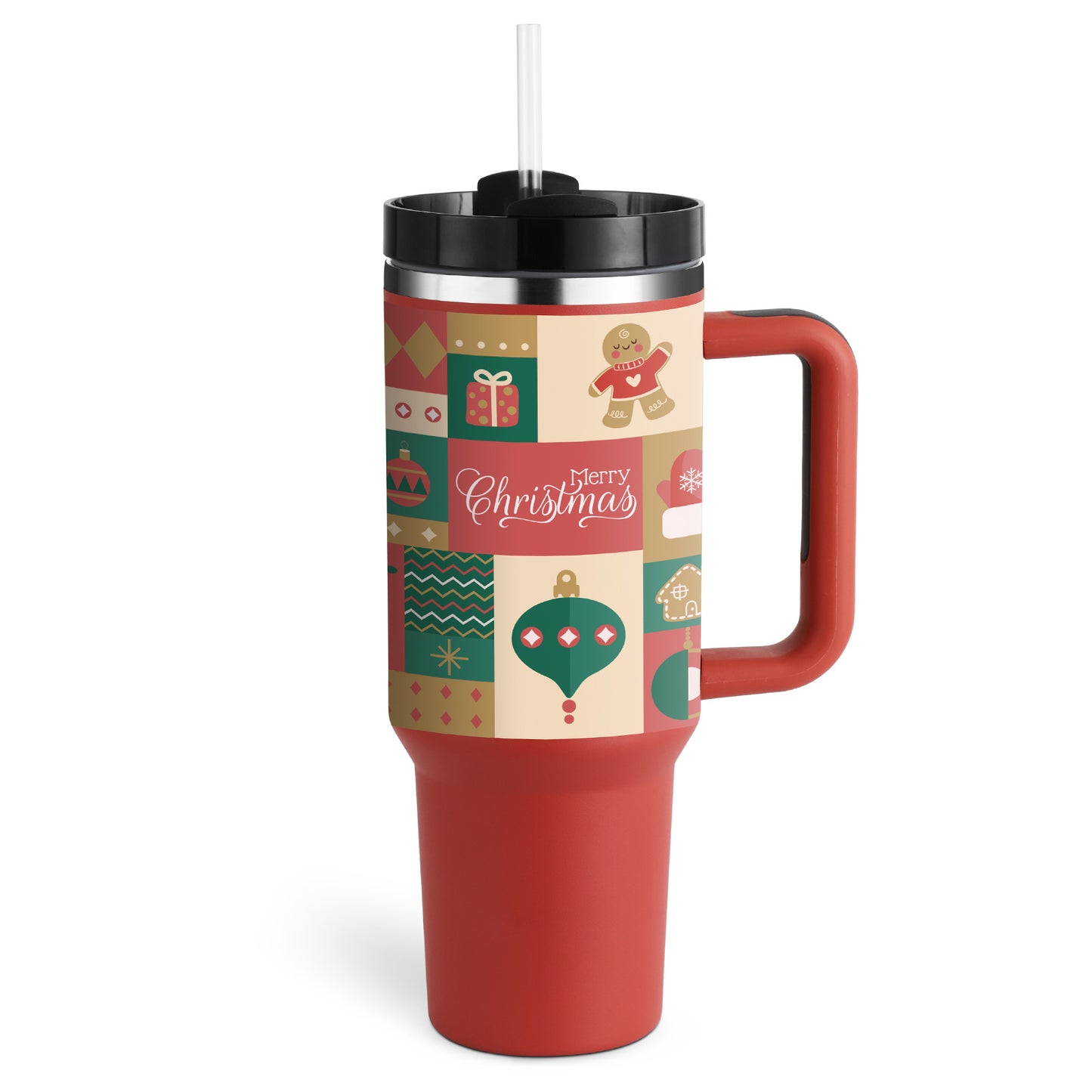 Insulated Tumbler with Handle, Straw & Lid - Chic Market Collection 