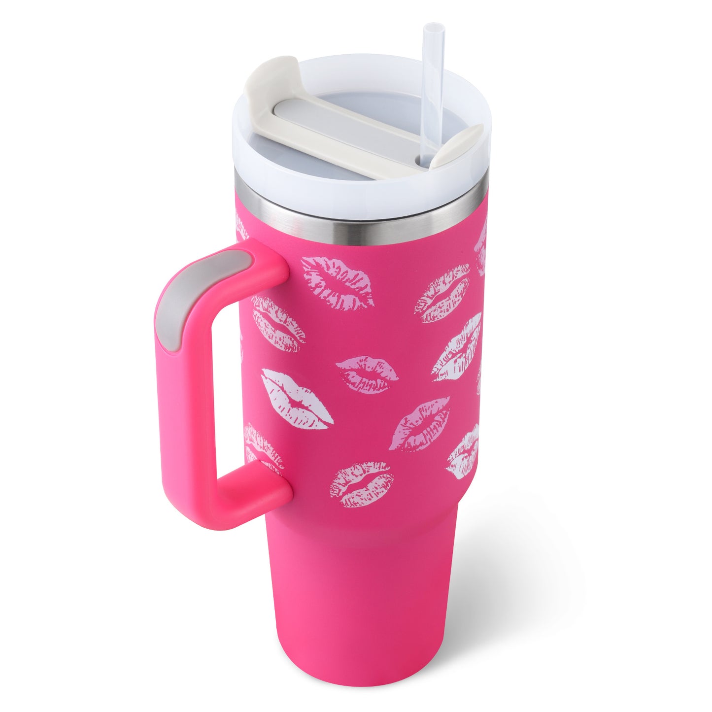 Insulated Tumbler with Handle, Straw & Lid - Chic Market Collection 