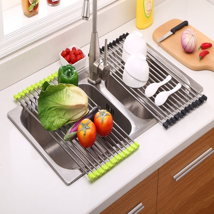 Foldable Stainless Steel Sink Drain Rack - Chic Market Collection 