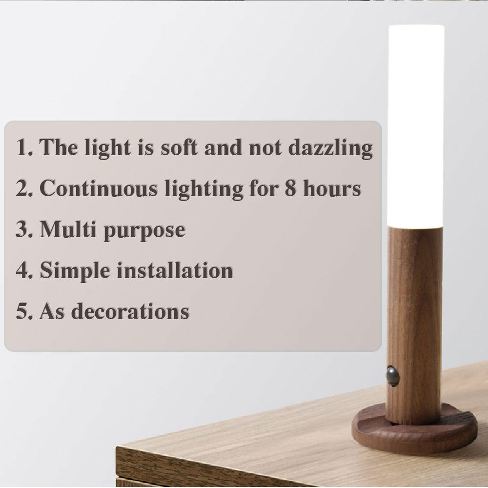 Auto LED USB Magnetic Wood Wireless Night Light Corridors Porch Lights PIR Motion Sensor Wall Light Cabinet Lamp - Chic Market Collection 