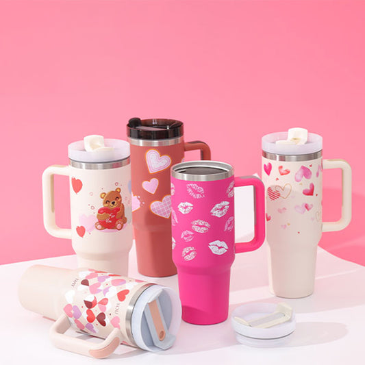 Insulated Tumbler with Handle, Straw & Lid - Chic Market Collection 