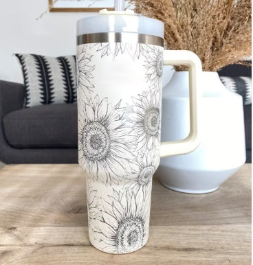 Insulated Tumbler with Handle, Straw & Lid - Chic Market Collection 